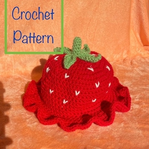 Crochet Pattern- Strawberry Bucket Hat (Please read item description before purchasing)