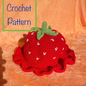 Crochet Pattern- Strawberry Bucket Hat