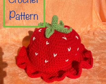 Crochet Pattern- Strawberry Bucket Hat