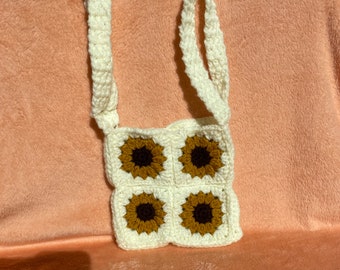 Sunflower Granny Square Shoulder Bag