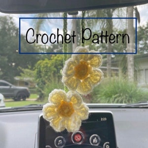 Crochet Pattern- Daisies Car Charm (Please read item description before purchasing)