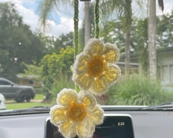 Crochet Daisies Car Charm