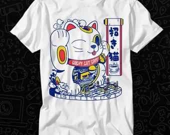 Maneki Neko Lucky Cat Fortune Happiness Wealth T Shirt Gift For Womens Mens Unisex Top Adult Tee Vintage Music Best Movie OZ238