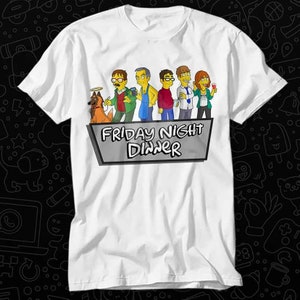 Freitag Abend Abendessen Simpsons Shalom Jackie T Shirt Geschenk für Damen Herren Unisex Top Erwachsene T-Shirt Vintage Musik Bester Film OZ112