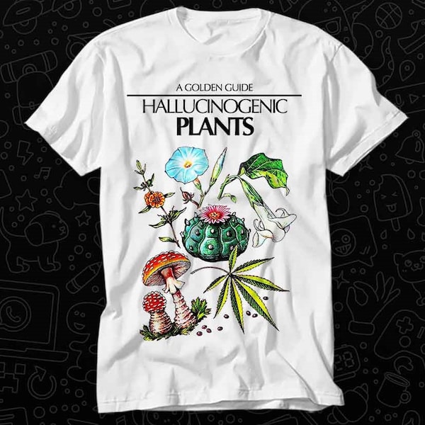 Hallucinogenic Plants Magic Mushroom Cook Book T Shirt Gift For Womens Mens Unisex Top Adult Tee Vintage Music Best Movie OZ173