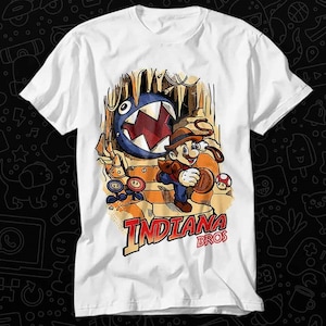 マリオ インディアナ アドベンチャー Tシャツ 女性向けギフト メンズ ユニセックス トップ 大人用 Tシャツ ヴィンテージ ミュージック ベスト ムービー OZ169