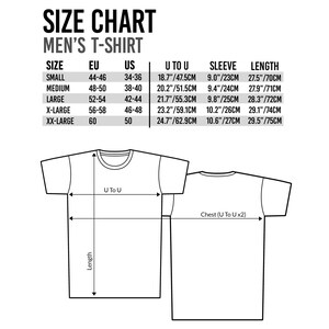 the size chart for a men's t - shirt