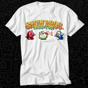 Snow Bros Retro Arcade 80s Game 8Bit Pixel Art T Shirt Gift For Womens Mens Unisex Top Adult Tee Vintage Music Best Movie OZ137
