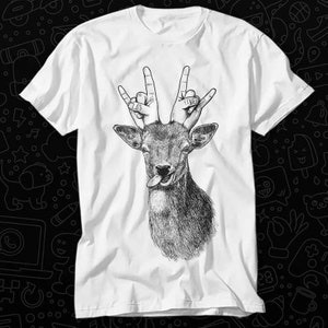 Party Deer Heavy Metal Sense Of Humor T Shirt Gift For Womens Mens Unisex Top Adult Tee Vintage Music Best Movie OZ195