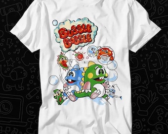 Bubble Bobble Cartoon Art Gamer T Shirt Gift For Womens Mens Unisex Top Adult Tee Vintage Music Best Movie OZ163