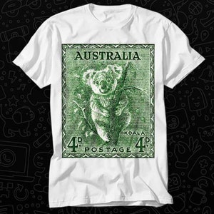 Camiseta con sello postal de koala australiano de 1940, el regalo más vendido, camiseta unisex para adultos, camiseta musical, película OZ515