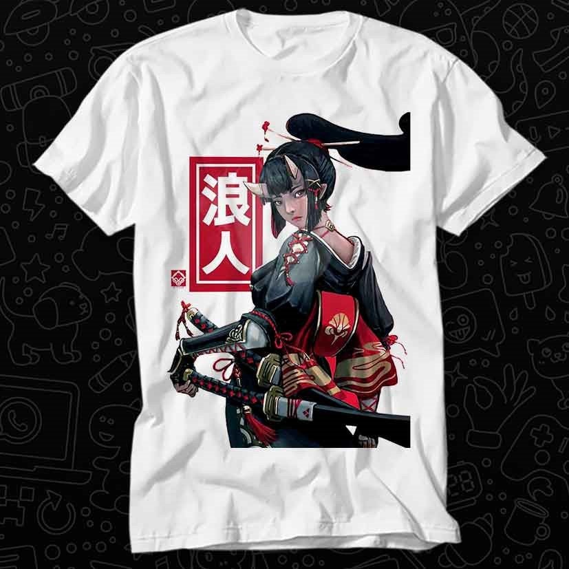 Japanese Ninja Geisha Samurai Girl T Shirt Gift for Womens Mens