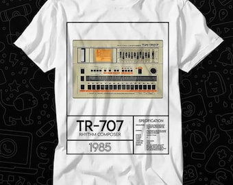 TR-707 Rhythm Composer 1985 Synthesiser Drum Machine Analog Retro T Shirt Unisex Top Adult Tee Vintage Music Best Movie OZ348
