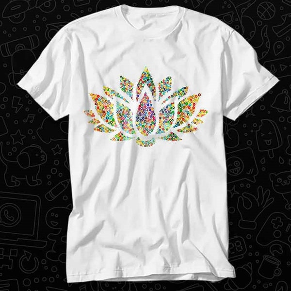 Lotus Flower Colorful Yoga Meditation Om Namaste T Shirt Gift For Womens Mens Unisex Top Adult Tee Vintage Music Best Movie OZ273