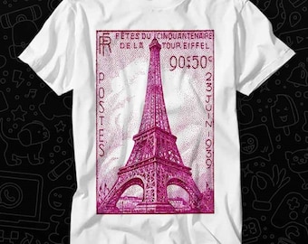 1939 France Eiffel Tower Postage Stamp T Shirt Best Seller Gift Unisex Top Adult Tee Music Movie OZ513