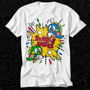 Jogo Bubble Bobble Amiga C64 Online Gaming Gamer Nerd 80s T Shirt Presente Para Mulheres Homens Unissex Top Adulto Camiseta Vintage Música Melhor Filme OZ141