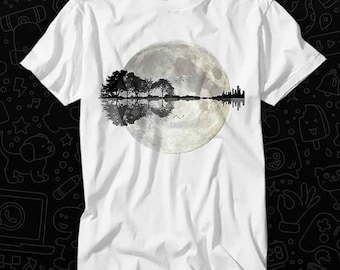 Moonlight Nature Guitar Tree T Shirt Gift For Womens Mens Unisex Top Adult Tee Vintage Music Best Movie OZ240
