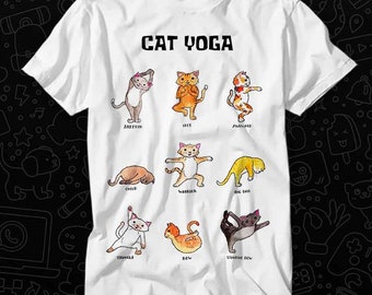 Cat Yoga T Shirt Gift For Womens Mens Unisex Top Adult Tee Vintage Music Best Movie OZ203