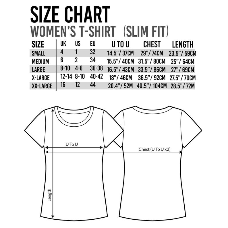 the size chart for a women's t - shirt