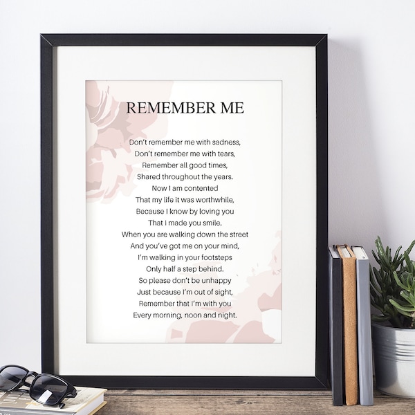 Remember Me Poem Etsy