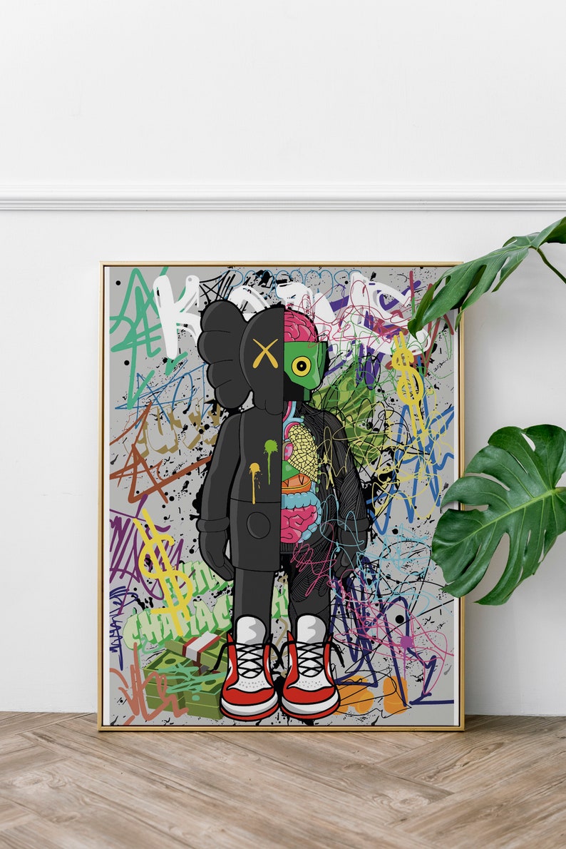 Kaws Wall Art Decor, Banksy Kaws Poster Digital, Kaws Figur Download