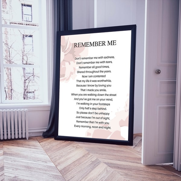 Remember Me Poem Print, Inspirational Saying Wall Art, Encouraging Quote Poster Digital, Motivational Art Print, Positive Thinking Printable