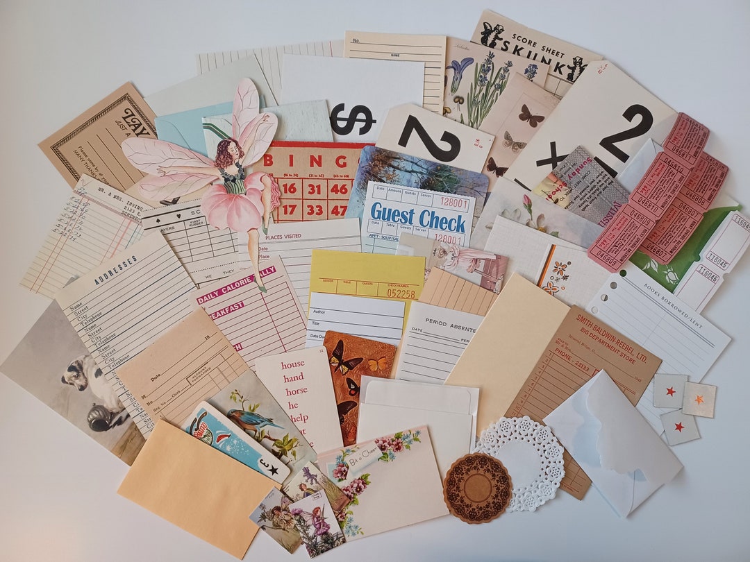 Vintage Ephemera Pack 50 Pieces Vintage Paper Ephemera, Junk Journals