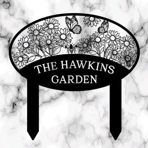 Custom Metal Flower Garden Sign with Stakes: Personalized Outdoor Decor