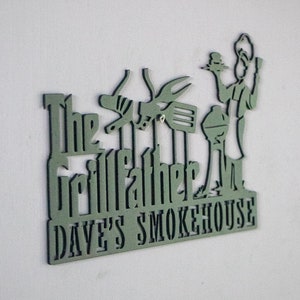 KuttyArts Custom GrillFather sign, Personalized BBQ Name Sign, Smokehouse Metal Sign, Barbecue Metal Sign, Patio Metal Sign, BBQ Decor,Gifts