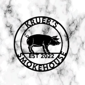 KuttyArts Custom BBQ Metal Sign, Personalized BBQ Sign, Smokehouse Metal Sign, Barbecue Metal Sign, Patio Metal Sign, BBQ Decor, Pork Sign