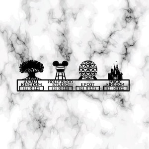 KuttyArts Distance to Disney Parks signs, Disney Wall Décor, Disney Miles Signs, Disneyland Inspired Signs,Disney Wall Art, Miles to go Sign