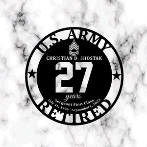 Personalized Army Retirement Metal Sign: Military Gift