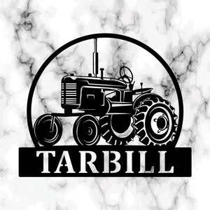 KuttyArts metalen bord tractornaam|bordje familienaam|Gepersonaliseerde metalen bord | Antieke tractor | Cadeaus | Metalen bord BOERDERIJ |Kerstcadeau