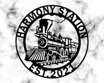 Custom Railroad Metal Sign: Personalized Train Room Wall Decor, Rail road Metal Art