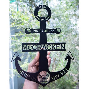KuttyArts Navy Boot Camp PIR/Graduation Anchor Metal Sign-Anchor Sign-Navy Family Gift-Ship Decor-anchor navy graduation-navy pir ribbon