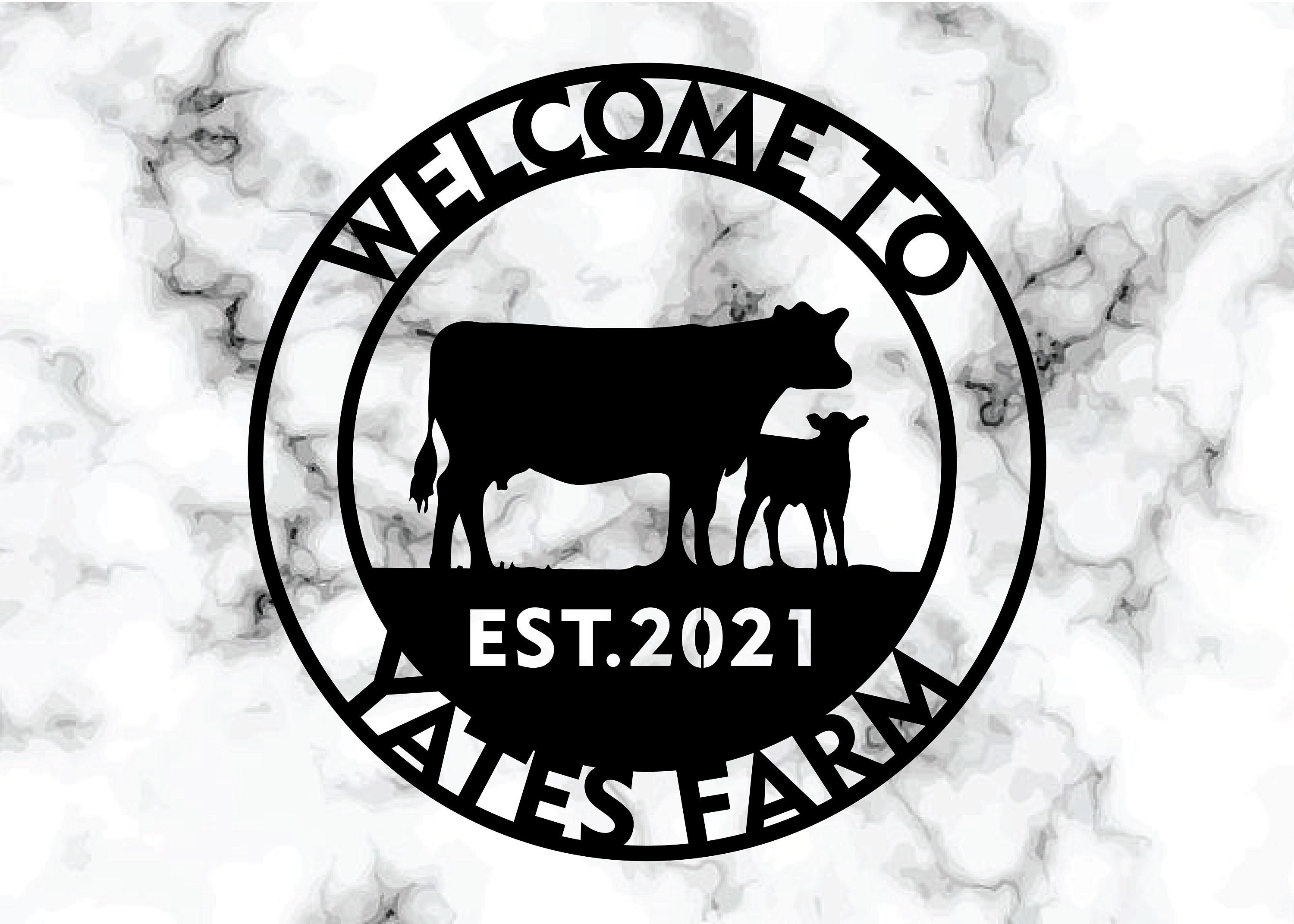 KuttyArts Cow Farm Sign, Calf Sign, Cow Farm Metal Sign, Metal Sign Farm, Last Name Sign,farmhouse Sign,Metal Art,Barn,Ranch,farmhouse Decor