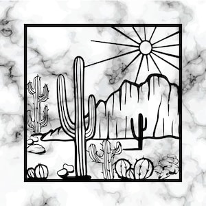 Cactus Scene Metal Wall Art: Steel Outdoor Decor