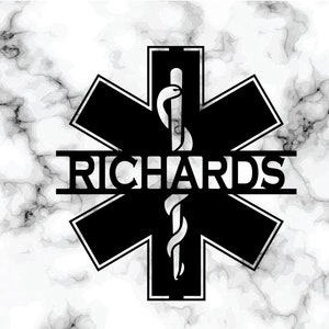 KuttyArts Custom Metal Sign For Paramedic, EMT Gift Ideas, Medical Field Home Decor, Personalized Family Name Sign, Custom EMS Gift,Wall Art