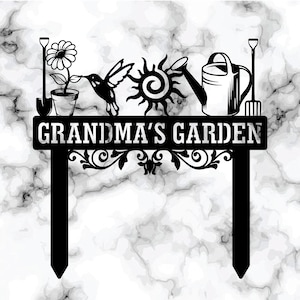 Personalized Garden Sign with Stakes: Hummingbird Metal Art