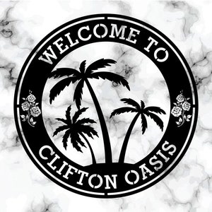 KuttyArts Custom Oasis Metal Sign, Personalized Tropical Patio or Pool Sign, Custom Tropical Sign,Patio Decor,Backyard Metal Sign,Wall Decor