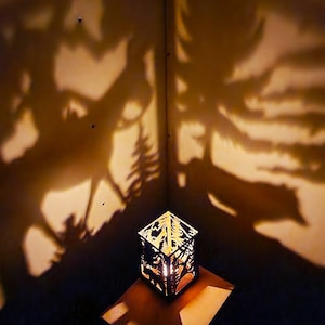 Candle Holder Laser Cut Tree & Animals Lamp wood Tea light Lantern Votive Gift | SVG, DXF, AI
