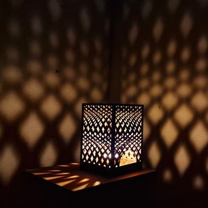Candle Holder Laser Illusion Lamp wood Tea light Lantern Votive Gift | DXF, AI, EPS