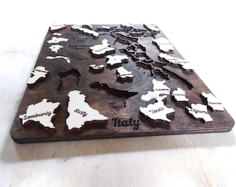 Italy map, Italy wooden map puzzle, Laser cut puzzle, Wooden toy puzzle map | DXF, AI, EPS Active