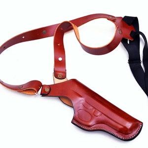 Leather Shoulder Holster Fits Ruger Security 9, P85, SR9, SR9C, LC9 - Vertical Posture