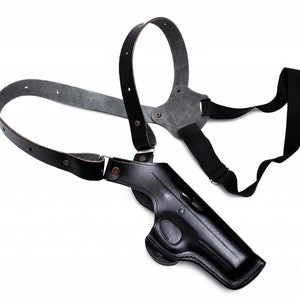 Leather Shoulder Holster For Glock 17, 19, 21, 23, 26, 27, 29, 30, 42, 43x - Vertical Posture