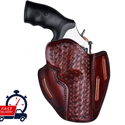 Leather Holster Fits Taurus 856 Defender - Taurus Models outlet 605 - 905 - 82 | Genuine Leather | Revolver Belt Holster | Basket Weave