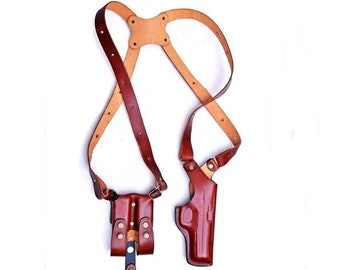 Leather Shoulder Holster Fits Browning Hi Power or Browning 1911 - | Genuine Leather | Handmade | Browning Shoulder Holster