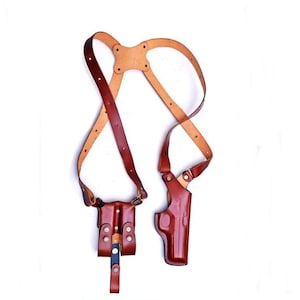 Leather Shoulder Holster Fits Browning Hi Power or Browning 1911 - | Genuine Leather | Handmade | Browning Shoulder Holster