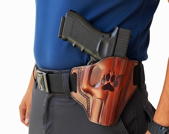 Leather OWB Pancake Holster with Open Top Fits Taurus G2S, G2C, G3C