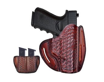 Funda de cuero para Kimber Micro 9 / Cuero genuino / Extracción rápida / Cinturón de 3 ranuras / Funda OWB para Kimber Micro 9